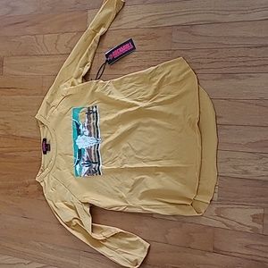 Rock and roll denim yellow skull long sleeve